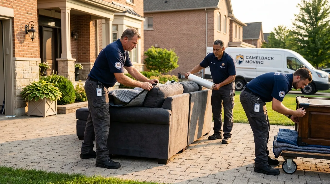 Large estate moving crew wrapping furniture in Abbeville, LA