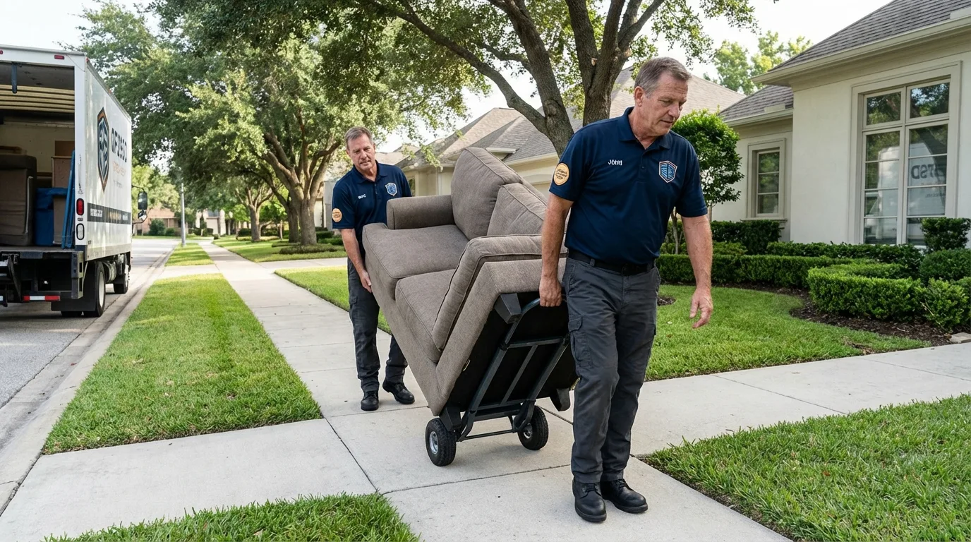 Local residential moving crew loading furniture in Abbeville, LA