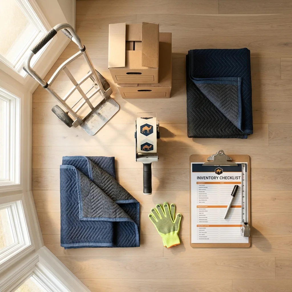 Professional moving supplies and packing materials layout for Abbeville residential relocations